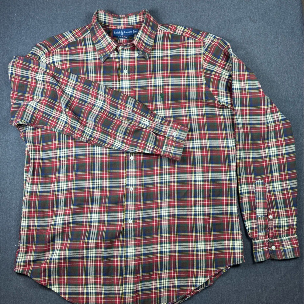 Ralph Lauren Plaid Flannel Shirt Button‎ Down Long Sleeve Classic Fit